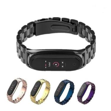 Imagem de Pulseiras NSmart em aço 3 elos compatível com MI Band 4 ou 3 + Películ