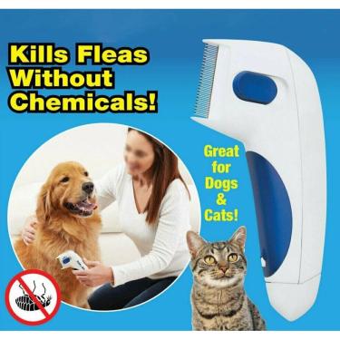 Imagem de Escova Pente Anti Pulgas Elétrico para Cães e Gatos - top