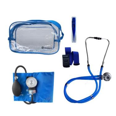Imagem de Kit Esfigmomanômetro + Estetoscópio Rappaport+ Term Incoterm, Azul