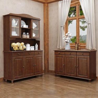 Imagem de Conjunto Cozinha Rubi Café Cristaleira 5 Portas e Vidro, Balcão 3 Port