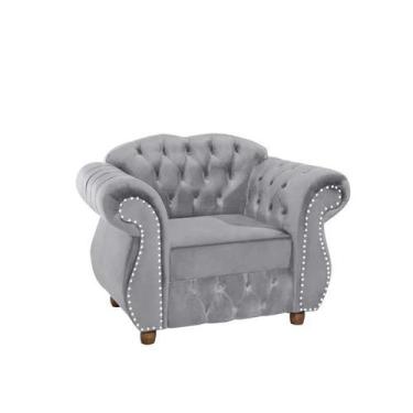 Imagem de Poltrona Chesterfield Merlo - Veludo Cinza Prata / Decoração, recepção