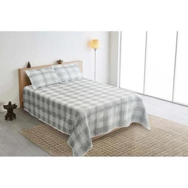 Imagem de Kit colcha jacquard montblanc tartan cinza 51 casal queen - Tapete Mag