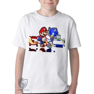Imagem de Camiseta Infantil ou adulto  Sonic Mário  II Blusa Criança todos taman