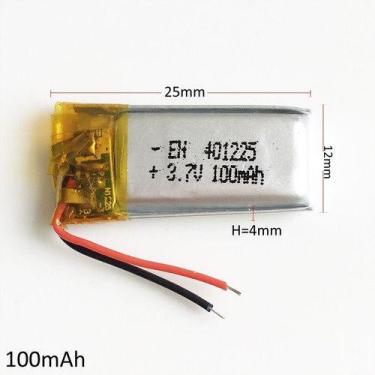 Imagem de 401225 100mah 2 Fios 3,7v 4mm X 12mm X 25mm Recarregavel - - KMIG
