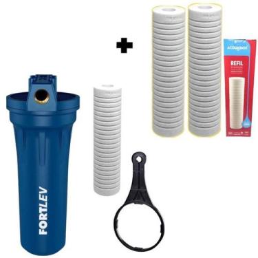 Imagem de Filtro Água Caixa Dágua Cavalete Fortlev Limpa Tudo + 2 Refis