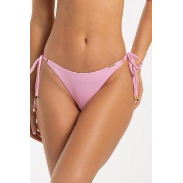 Imagem de Calcinha Biquíni com Laço e Argola Lisa - Cor De Cacau, GG, Rosa bebê