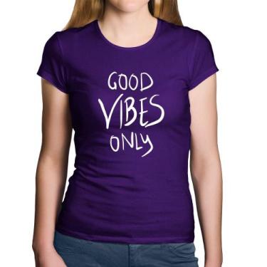 Imagem de Baby Look Algodão Good Vibes Only - Foca na Moda, Roxo, GG