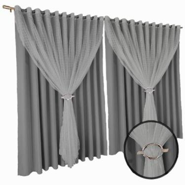 Imagem de cortina apartamento blackout Fiori sala 2,80 x 2,30 preto - Bravin Cor