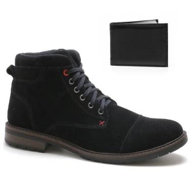 Imagem de Bota Masculina Bredeni Camurça Com Carteira, 38, Preto, Masculino