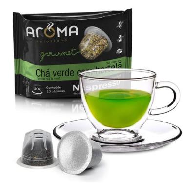 Imagem de Cápsulas de Chá Chá Verde com Hortelã Aroma - Compatíveis com Nespress