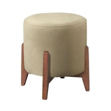 Imagem de Puff Decorativo Luxo Thor Banqueta Em Veludo - Neros Interiores, Bege