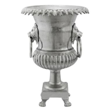 Imagem de Ânfora Aluminio Prateado Pata e Cara de Leão Classico Luxo - LUXdécor