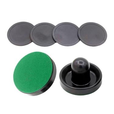 Imagem de oshhni Empurradores de air hockey e discos de air hockey, remos de alças para adultos e crianças, equipamento de mesa de air hockey para mesas de jogo, 2 empurradores pretos