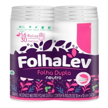 Imagem de Papel higienico FolhaLev folha dupla 30m fardo 64 rolos