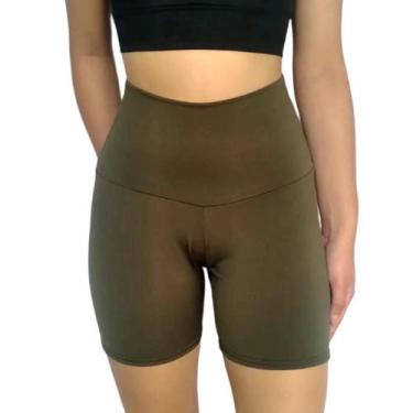 Imagem de Short Feminino Meia Coxa Justo Cós Cintura Alta Liso Suplex Pp ao Plus