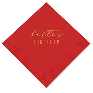 Imagem de Weddingstar Guardanapos dourados de 3 camadas para coquetéis - Better Together