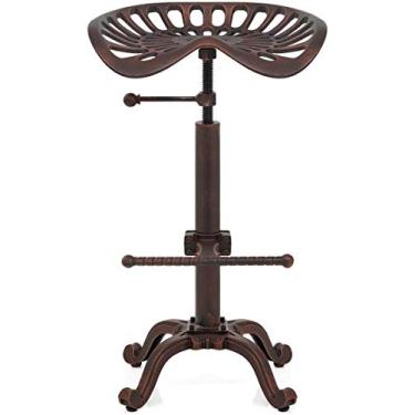 Imagem de BOKKOLIK Industrial Bar Stools-Swivel Tractor Seat-Bar Height Adjustable 23-31inch-Kitchen Island Dining Chair