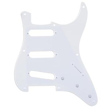 Imagem de Musiclily Pro 8 Furos 50s Estilo Vintage Escudo SSS Pickguard Strato para Guitarra Americanaa Stratocaster 57, 1 Camada Branco