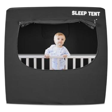 Imagem de YAVIL Crib and Pack N Play Blackout Tent, Full Blackout Crib Cover, Baby Sleep Tent Sleep Pod for Crib with Speical Breathable Fabric, 4 Large Vents, and 2 Pouches, Blocks 75% Light