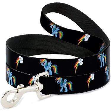 Imagem de Buckle-Down Coleira preta para cães Rainbow Dash/Lightning Bolt, 1,8 m