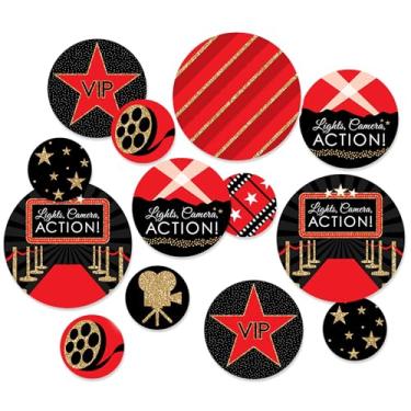 Imagem de Tapete vermelho Hollywood Big Dot of Happiness - Confetes para festa noturna com círculo gigante - Decorações de festa - Confetes grandes com 27 unidades