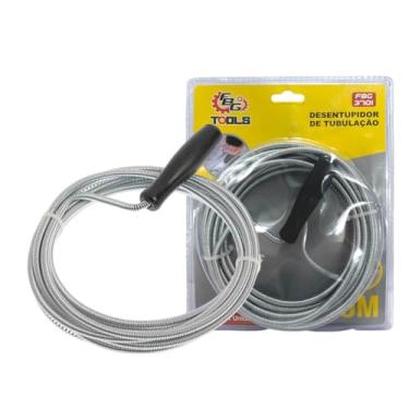 Imagem de Desentupidor de Tubulação Flexível 5 Metros Solução Eficaz para Desobstrução de Drenos Tubulações Esgoto Vaso Sanitário Pia Ralos Tanques