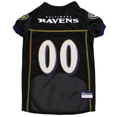 Imagem de Camiseta NFL Baltimore Ravens para cães, tamanho: grande. Melhor fantasia de camisa de futebol para cães e gatos. Camisa de jérsei licenciada