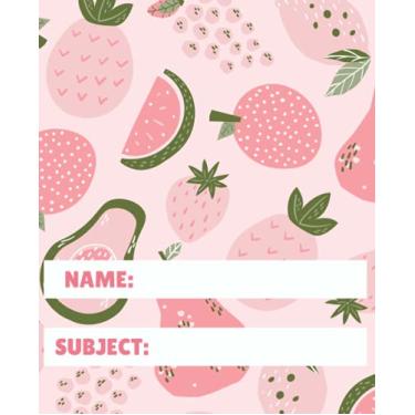 Imagem de Name: Mixed Fruit Very Berry Pattern Pink College Ruled Composition Notebooks For Back To School Students: For Boys and Girls 120 Pages 7.5" x 9.25"