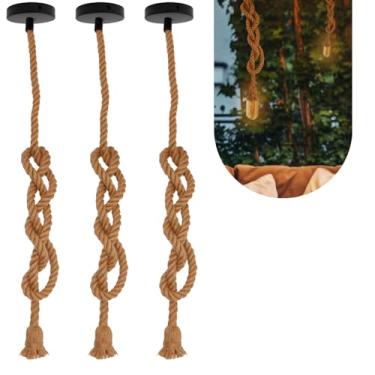 Imagem de Kit 3 Luminária Pendente Teto Corda Sisal Rústico 2m Lpcr21