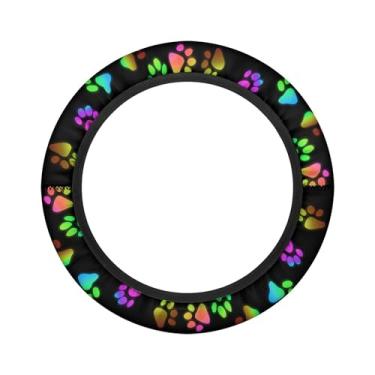 Imagem de Knextrepoy Capa para volante de carrinho de golfe com estampa de pata de cachorro, capa de volante de ajuste universal, capa de volante para barco, acessórios para carrinho de golfe