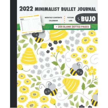 Imagem de 2022 Minimalist Bullet Journal/BUJO with Beautiful Vector Bee And Yellow Flowers Cover: Basic Bujo | Classic Bullet Journal Help You Organize Your ... And Dotted Pages | 240 Pages | 7.5 * 9.25