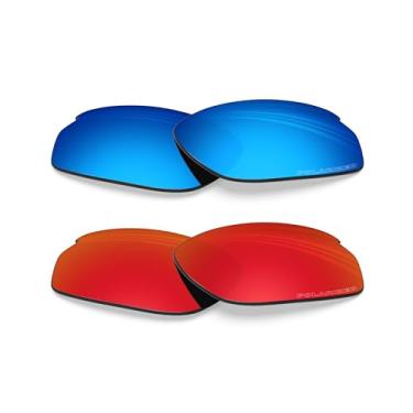 Imagem de BLAZERBUCK Lentes de reposição polarizadas anti-sal para Oakley Fives Squared - Vermelho fogo e azul gelo