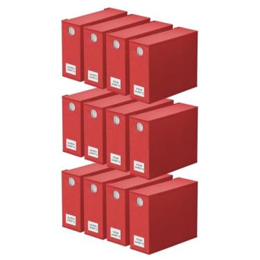 Imagem de SpaceAid Pacote com 12 organizadores e armazenamento de lençóis, organizador dobrável para armário de linho, conjunto de pastas com janela GG (tamanho queen e king) recipiente de cama (vermelho)