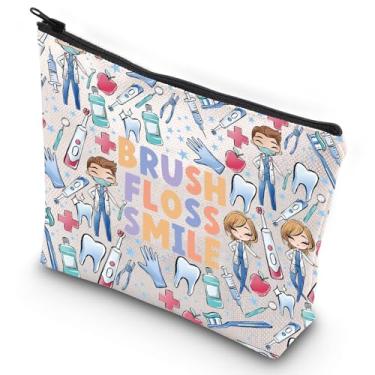 Imagem de G2TUP Presente de dentista para mulheres, bolsa de maquiagem, escova, sorriso, organizador de zíper, higienista dental, ideia de presente, Fio dental novo, Viagens