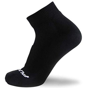 Imagem de Meias de caminhada acolchoadas Pure Athlete masculinas, femininas – Meia de algodão grosso no tornozelo, Black - 1 Pair, Small-Medium
