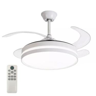 Imagem de Ventilador Lampada de Teto Retratil Grande Lustre Led 3 em 1 Controle 