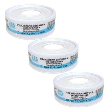 Imagem de Kit 3 Fita Microporosa Branca 12,5cm X 10m - Wiltex
