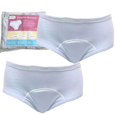 Imagem de Calcinha Absorvente Algodão Segura Escapes Urina 2un Branco - Minha Es