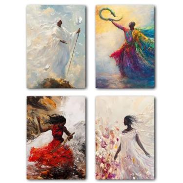 Imagem de Kit 04 quadros decorativos Oxalá, Oxumaré, Obá e Ewá / Umbanda e Cando
