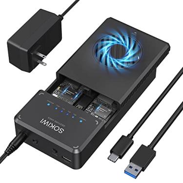 Imagem de Sokiwi NVMe M.2 Duplicator Dual-Bay Offline Clone Tool-Free, 10Gbps NVMe Docking Station with Cooling Fan,NVMe M.2 SSD Enclosure for NVMe PCIe Size 2230/2242/2260/2280(up to 8TB)