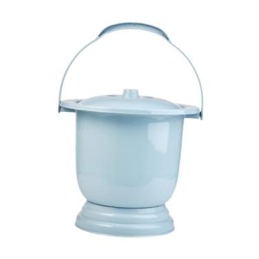 Imagem de harayaa Panela de câmara maconha urinária espessada vaso sanitário portátil spittoon microfone com tampa para adultos crianças usam casa homens homens idosos, Azul