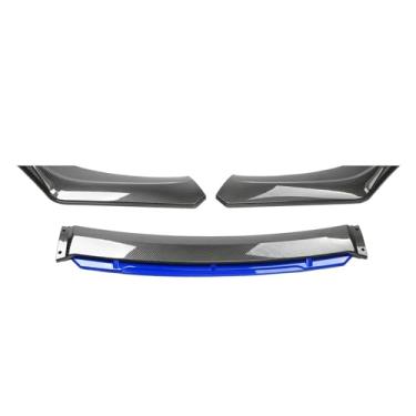 Imagem de 3PCS compatível com novo estilo de carro pára-choque dianteiro lábio corpo kit spoiler divisor fibra de carbono tira decorativa pára-choque canard lábio divisor universal(Carbon fiber(BLUE))