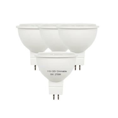 Imagem de Mr16 Gu5.3 Lâmpada Led 120V Regulável 5W 2700K Luz De Ponto Branca Quente Equivalente A Lâmpada Halógena De 40W 50W Para Luz De Rastreamento (110-130V Regulável 2700K)