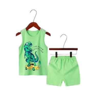 Imagem de Conjunto de Pijamas de Dinossauro para Meninos e Meninas - Colete de V