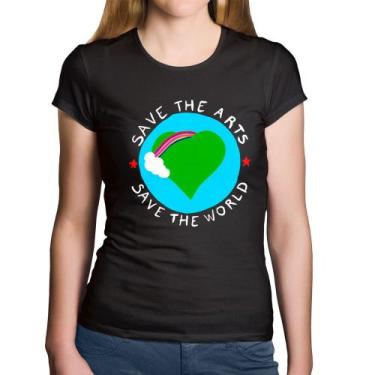 Imagem de Baby Look Algodão Save The Arts Save The World - Foca na Moda, Preto, 