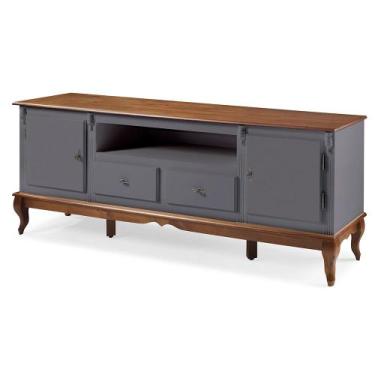 Imagem de Rack para Sala com Pés Luis XV 2 Gavetas 2 Portas de Madeira e Nicho 6
