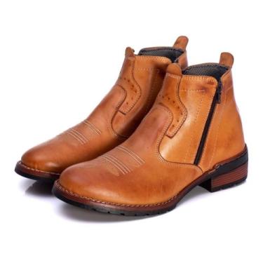 Imagem de Bota Botina Texana em Couro Lisa Super Conforto - Cláudia Beneti, Whis