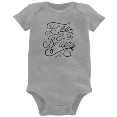 Imagem de Body Bebê Free and Brave - Foca na Moda, Cinza, GG