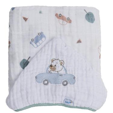 Imagem de Toalha Soft Bordada 80 cm x 90 cm Baby Joy, Carrinhos