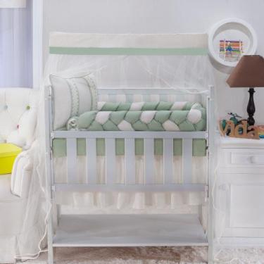 Imagem de kit para mini berço fiorence verde com 8 peças em tecido de algodão tr